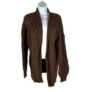Freshman 1996 Women's Brown Cable Knit Cardigan Sweater Size S